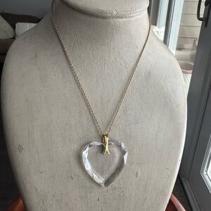 Gold Vermeil Faceted Crystal Clear Heart Pendant